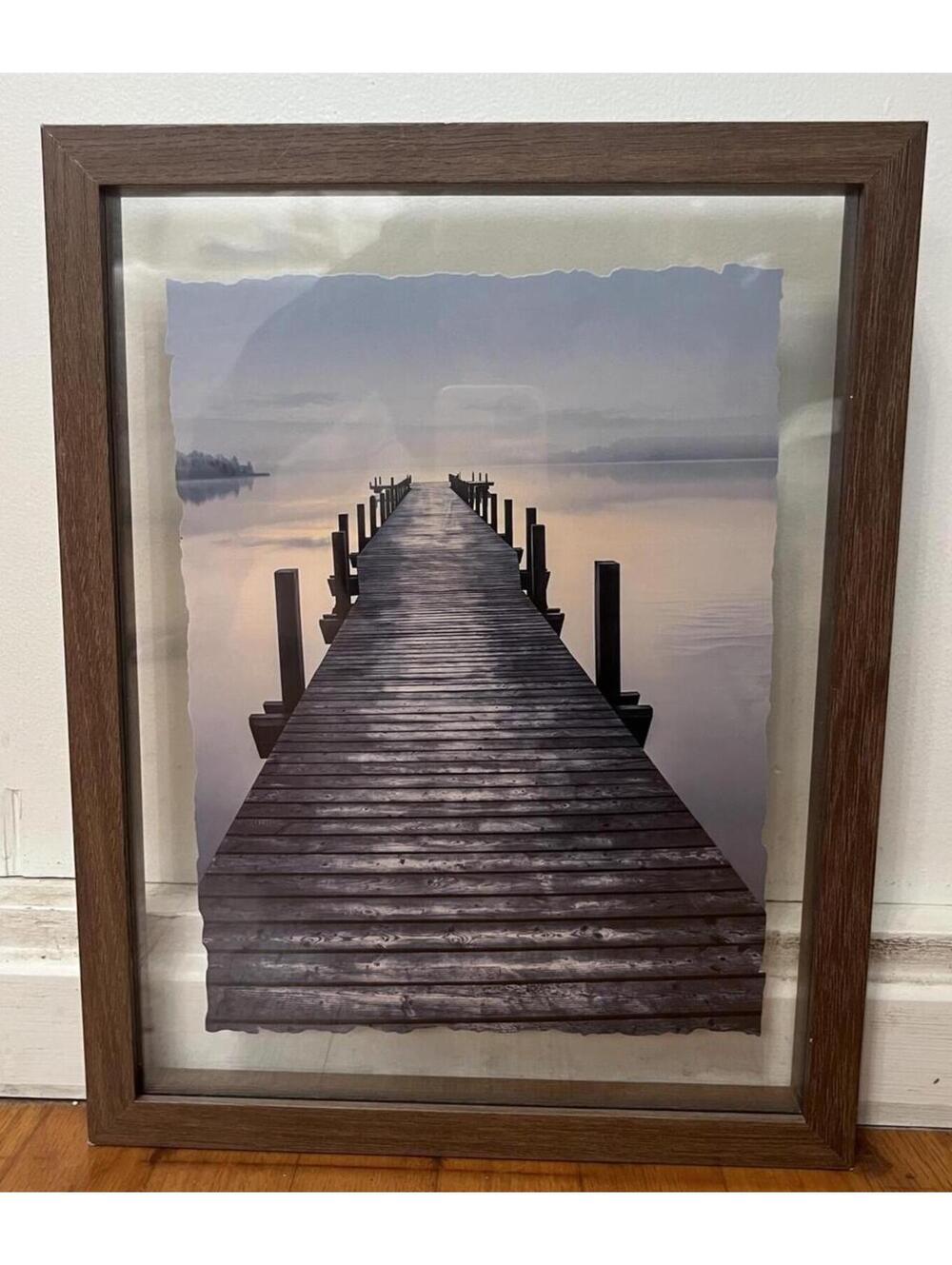 New View Gifts Serene Lake Pier Floating Framed Wall Art Scenic Print 11x14